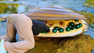 Girls Pearl Adventure See how she extracts exquisite pearls from giant clams [upl. by Reuven832]