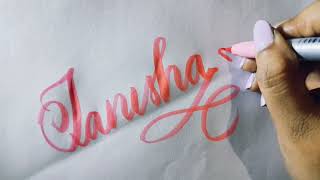 Writing a name quotTanishaquot in calligraphy calligraphy goodhandwriting handwriting satisfying name [upl. by Rybma]