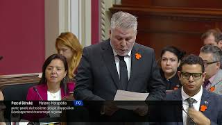 Pascal Bérubé présente une motion sur le traversier de Matane—BaieComeau—Godbout [upl. by Vitkun]