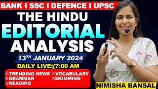 The Hindu Editorial Analysis 13th JANUARY 2024 Vocab Grammar Reading Skimming  Nimisha Bansal [upl. by Sayed]