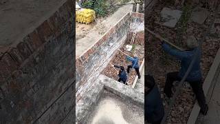 Demolishing red brick wall for courtyard renovation process construction [upl. by Nibor708]