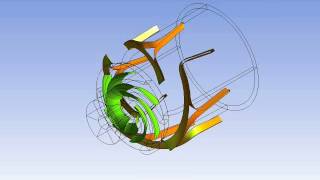 Sea water lift pump for an offshore platform  fluid flow isosurfaces [upl. by Ogaitnas]