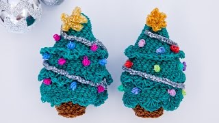 Christmas Tree Rainbow Loom Bands Amigurumi Loomigurumi Hook Only Tutorial [upl. by Candy]