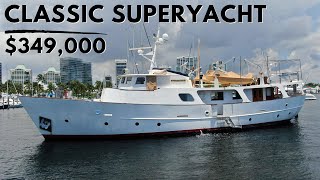 349000 1963 FAIRMILES 82 Classic Affordable Liveaboard Superyacht Tour [upl. by Aihtiekal]