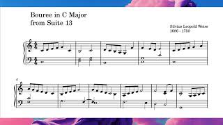 Bourree in C  Silvius Leopold Weiss Piano Arrangement [upl. by Naol973]