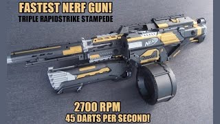 FASTEST NERF GUN TRIPLE RAPIDSTRIKE STAMPEDE w ROUGHCUT INTEGRATION [upl. by Beverie885]