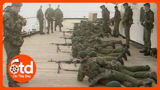 1982 Falklands War Royal Marines Test Weapons [upl. by Naillimixam]