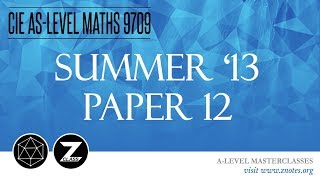 CIE AS Maths 9709  S13 P12  Solved Past Paper [upl. by Euqnimod]