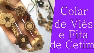 DIY Cordão Colar com Viés e Fita de Cetim  GATutoriais [upl. by Alleunamme363]