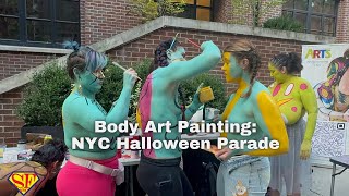 Behind the Scenes NYC Halloween Parade Art Painting [upl. by Ahsinned]