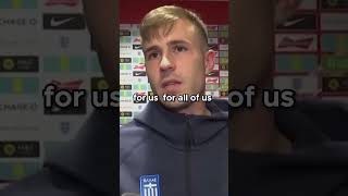 George Baldock tribute by his former Greece teammate Dmitris Pelkas after beating England [upl. by Sherar]