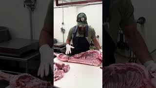 Entire half of a lamb carcass shoulder leg and saddle 🐑 shorts lamb butcher [upl. by Edrea503]