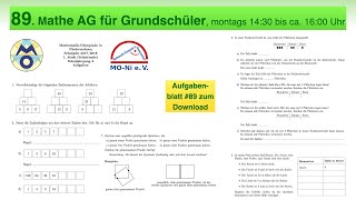 89  Mathe AG Grundschüler  Mathe Olympiade 2017  2018  1 Stufe  Klasse 3 [upl. by Anesor]