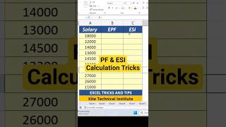 PF and ESI Calculation in Excel Tricks shorts salarysheet exceltricks [upl. by Idnal]