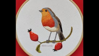 Jak wyhaftować ptaszka  rudzik cz1 haft cieniowany needlepainting bird [upl. by Rosanne91]