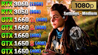 Horizon Forbidden West  RTX 3060 vs 3050 vs GTX 1660 Ti vs 1660 S vs 1660 vs 1650 S vs 1650 [upl. by Oemac]