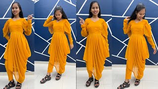 Unique Cowl Dress Design Dhoti Frock Cutting and Stitching Haldi Ceremony Yellow 💛 Dress Tutorial [upl. by Male]