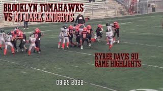 Kyree Davis 9U vs Brooklyn Tomahawks 9U Football 09252022 [upl. by Dukey]