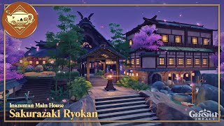 Inazuman Main House ♨️ Sakurazaki Ryokan【 Part 1 Exterior】  Serenitea Pot  Genshin Impact  原神 [upl. by Sone]