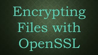 Encrypting Files with OpenSSL [upl. by Nanci]