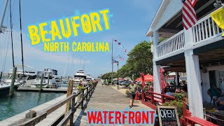 Historic Beaufort NC Waterfront Walk Around Yachts Shops Restaurants Boats Tour Vacation Spot [upl. by Nimrac]