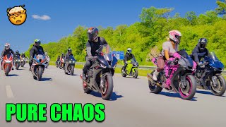 WORLDS FASTEST SUPERBIKES TAKEOVER THE HIGHWAY 😈  M1000rr Ninja H2 R1 ZX10 RSV4 Panigale V4R [upl. by Aiblis]