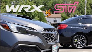 2020 Subaru WRX STI vs 2022 Subaru WRX  Exhaust  Roll Race [upl. by Cottrell86]