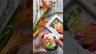 handpainted tiger lilies mug flowers painting mug [upl. by Akirre]