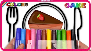 CAKE  Big Marker Pen Paints   Pencil  Coloring Pages  Akn Kids House [upl. by Atnek47]