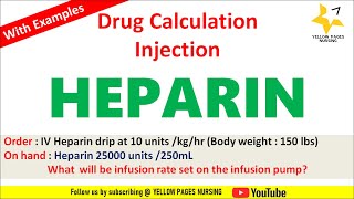 HEPARIN Drip calculation  Heparin infusion calculation [upl. by Siul]