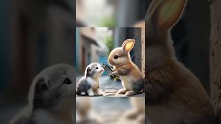 😺kitten and Rabbit 🐰😿friendship kitten cats aicat funny shortvideo family short [upl. by Acinoryt161]