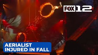 Cirque du Soleil aerialist injured in fall during Portland show [upl. by Aratahs]