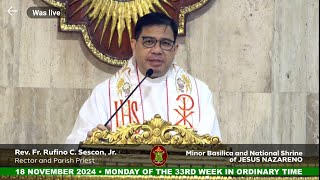 QUIAPO CHURCH LIVE TV MASS TODAY 700 AM NOVEMBER 18 2024 MONDAY [upl. by Trebliw]