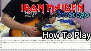 IRON MAIDEN  Stratego  GUITAR LESSON WITH TABS [upl. by Ecneps]