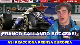 🔥 ASI REACCIONA PRENSA EUROPEA a CARRERA de FRANCO COLAPINTO GP de LAS VEGAS FORMULA 1 [upl. by Vaden]