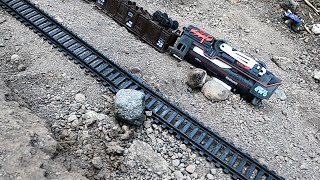 Rail King Train Sets  Train Hit By A Rock Slide And Derailed [upl. by Vida]