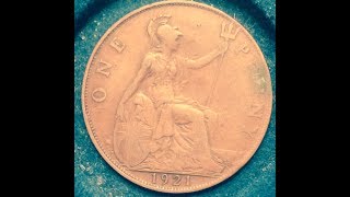 1921 One Penny  George V United Kingdom [upl. by Iniffit]