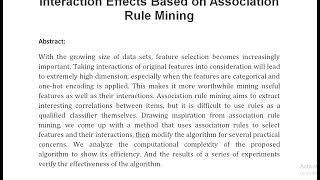 Discovering Categorical Main and Interaction Effects Based on Association Rule Mining [upl. by Rekoob]