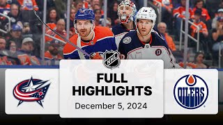 NHL Highlights  Blue Jackets vs Oilers  December 5 2024 [upl. by Cirdahc]