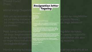 Gusto mo na bang mag resign sa trabaho Sample Tagalog Resignation Letter resignation [upl. by Wilburt]