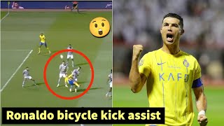 🤯Stadium went crazy when Cristiano Ronaldo did bicycle kick assist  Al nassr vs Al Taee [upl. by Cheryl]