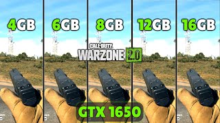 Cod Warzone 20  4GB vs 6GB vs 8GB vs 12GB vs 16GB Ram ft GTX 1650 [upl. by Boyce]