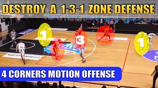 How to DESTROY A 131 ZONE DEFENSE  Basketball Offense Breakdown Concepts [upl. by Mortie]