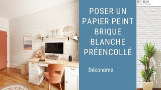 Comment poser un papier peint brique blanche préencollé [upl. by Nehte]