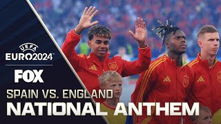 Spain sings national anthem before match vs England in UEFA Euro Final [upl. by Anuahsal]