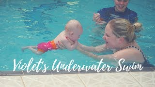 Water babies Baby Swimming Lesson  Underwater Swim  12 week old baby [upl. by Enybor112]