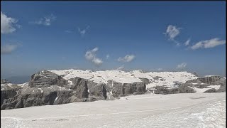 Sass Pordoi in Dolomites Italy amazing view towards Marmolada Glacier [upl. by Hpsoj366]