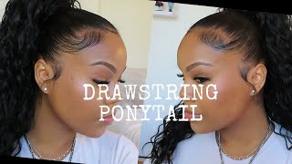 CURLY DRAWSTRING PONYTAIL  EASY amp FAST HAIR TUTORIAL [upl. by Lehcor515]