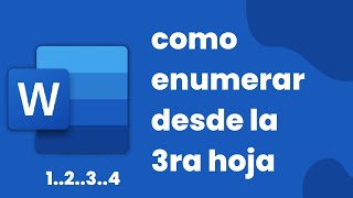 COMO ENUMERAR PAGINAS EN WORD sin la portada y el indice [upl. by Lyreb]