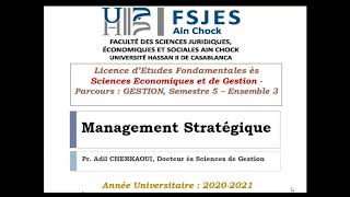 Séance 1  Management Stratégique  Semestre 5 Ensemble 3 Parcours Gestion [upl. by Maxentia]